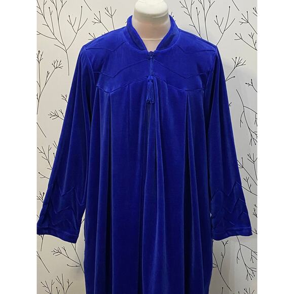 Cabernet Royal Blue Velvet Women's Pajama Robe - Picture 2 of 6